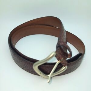 Bosca Men's Dress Size 32 Brown Leather Belt Silver Tone Buckle